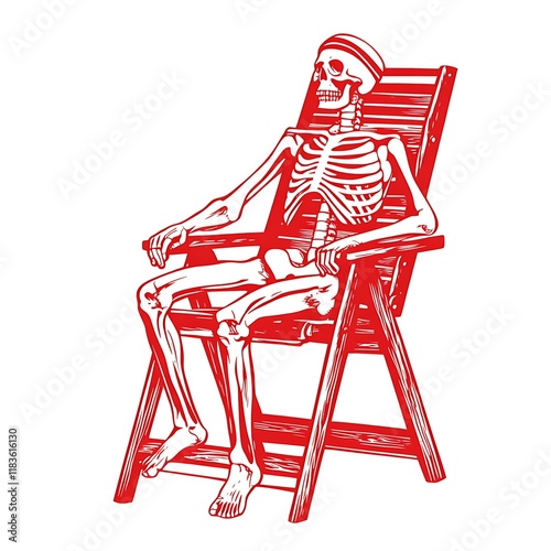 Skeleton relaxing in beach chair (1) photo