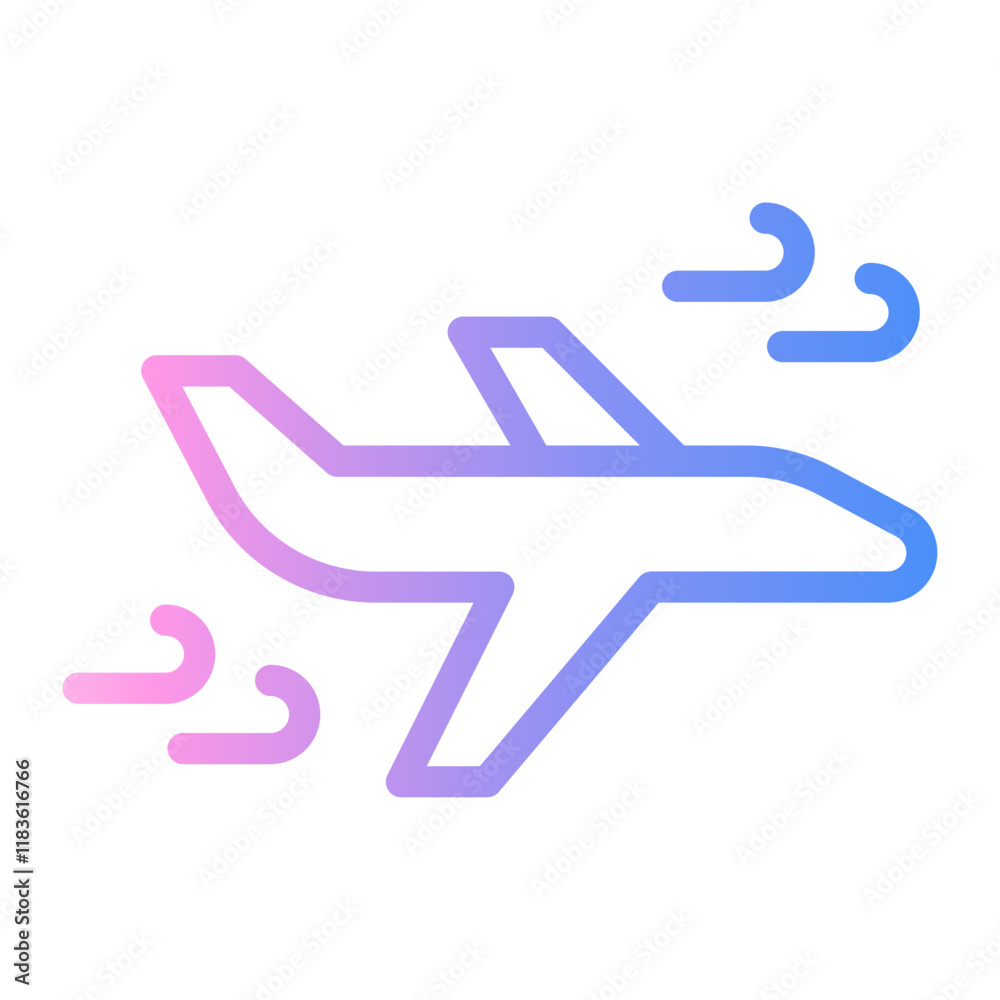 airplane Line Gradient Icon airplane Line Gradient Icon