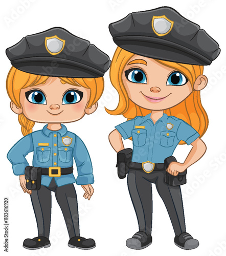 Young Girls in Police Uniforms