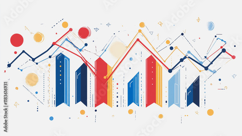 Abstract white background with Colorful charts and graphs with statistics to innovative analyze business potential and forecast future development of companies growth.