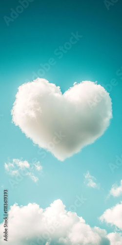 heart of white clouds on blue sky