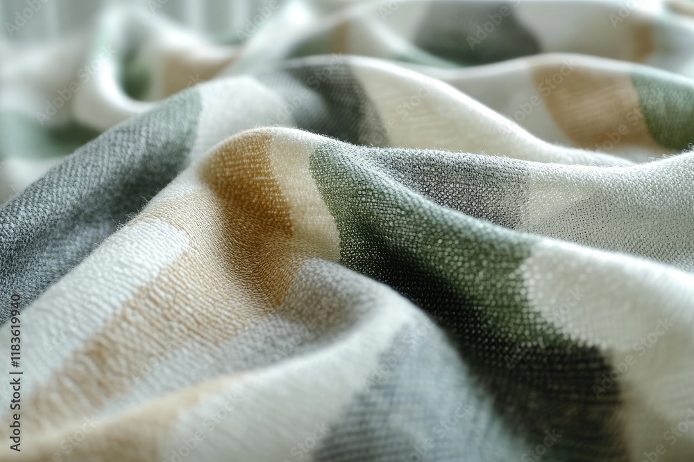 Fototapeta premium Soft plaid blanket with folds creating cozy texture ideal for background