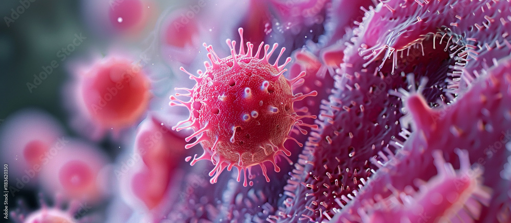 Fototapeta premium viruses causing infection in host organism, flu, corona, hmpv, outbreak concept
