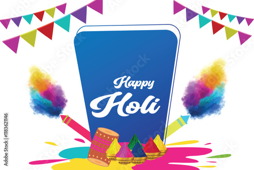 Creative vector illustration of abstract colorful Happy Holi background design.