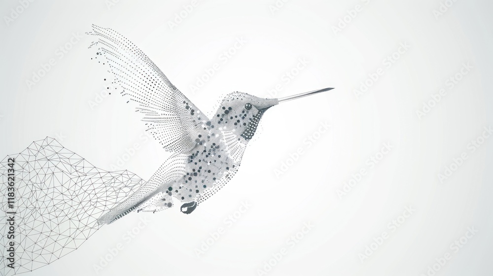 Fototapeta premium Digital Hummingbird in Flight