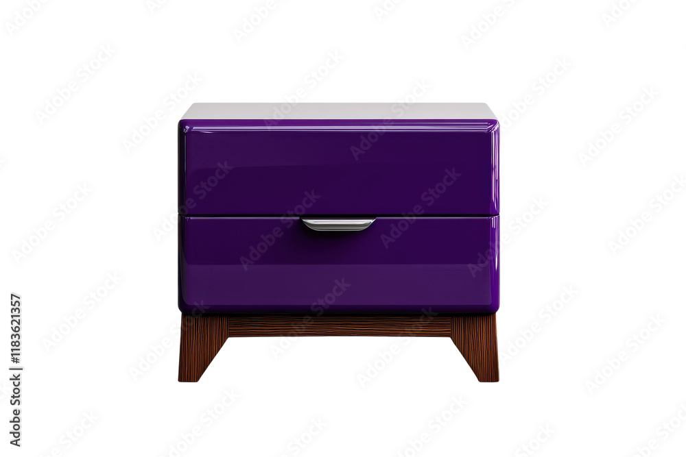 Modern Purple Bedside Table with Drawers Isolated on Transparent PNG Background Modern Purple Bedside Table with Drawers Isolated on Transparent PNG Background