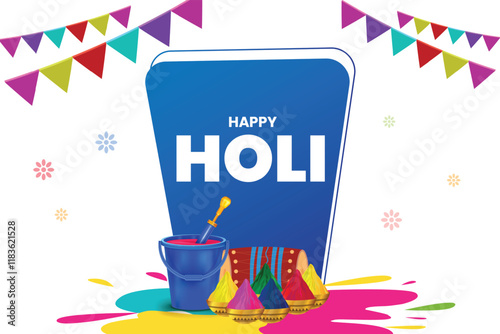 Creative vector illustration of abstract colorful Happy Holi background design.