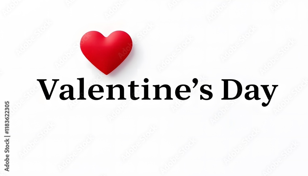 A minimalist Valentine's Day banner with a clean white background, a single red heart A minimalist Valentine's Day banner with a clean white background, a single red heart