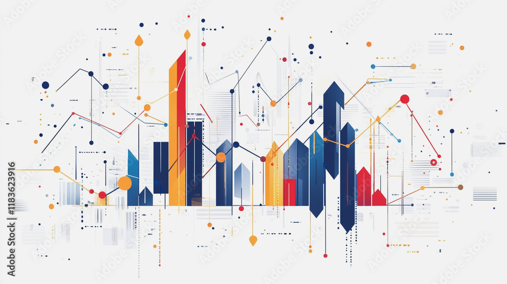 Abstract white background with Colorful charts and graphs with statistics to innovative analyze business potential and forecast future development of companies growth. Abstract white background with Colorful charts and graphs with statistics to innovative analyze business potential and forecast future development of companies growth.