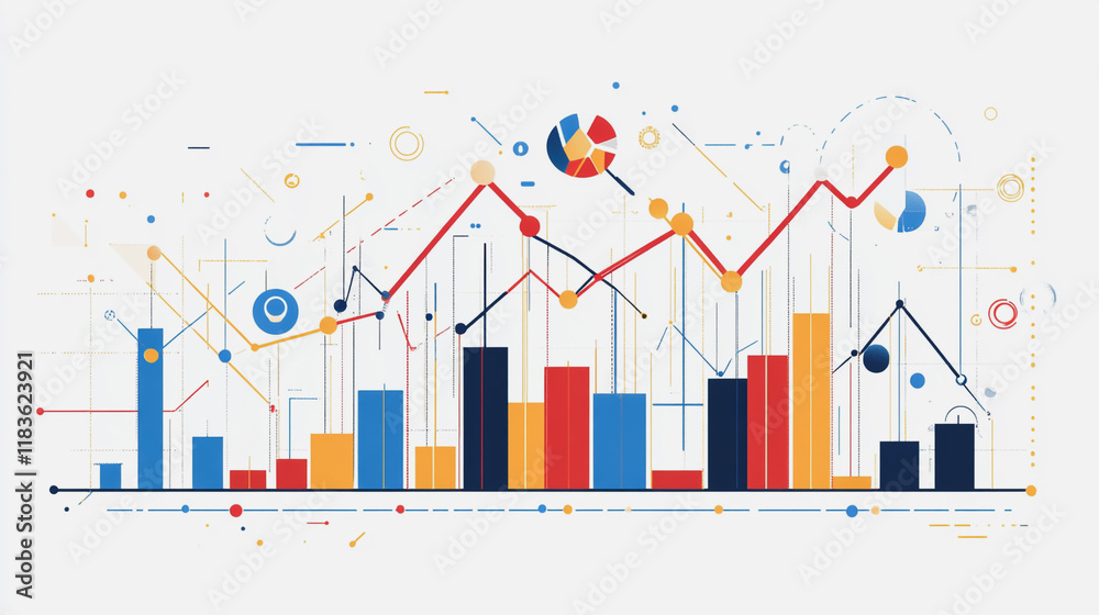 Abstract white background with Colorful charts and graphs with statistics to innovative analyze business potential and forecast future development of companies growth. Abstract white background with Colorful charts and graphs with statistics to innovative analyze business potential and forecast future development of companies growth.