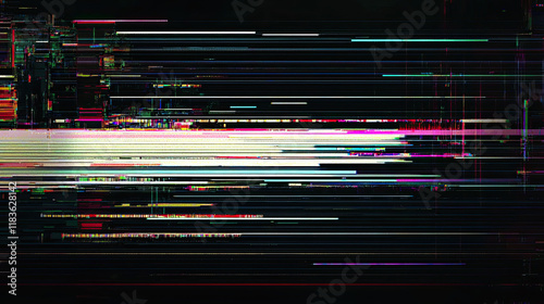 Digital Glitch Noise Static Television VFX, Striped Visual Effects Mimicking CRT TV Screen No Signal Distortion, Perfect for Retro, Sci-Fi, and Creative Media Projects with a Futuristic Glitch Aesthet