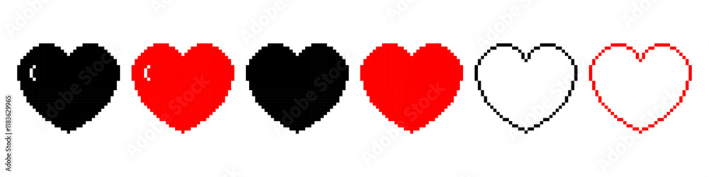 Fototapeta premium Heart pixel icon simple retro game design