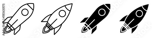 Rocket icon set simple design