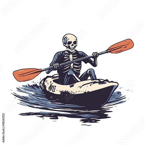 Skeleton Kayaking on Water photo