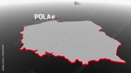 3d animated map of Poland gets hit and fractured by the text “Inflation”