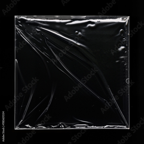 Transparent Square Plastic for Album Cover on Black Background 03