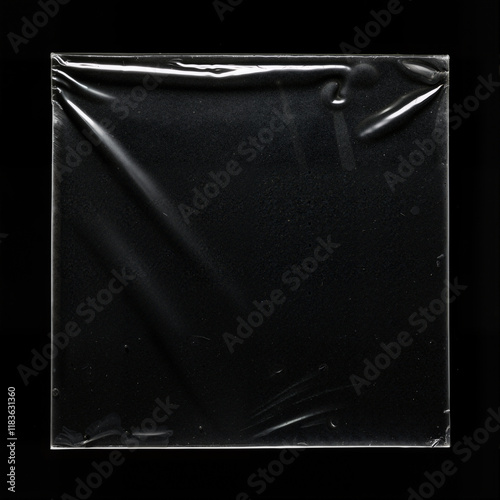 Transparent Square Plastic for Album Cover on Black Background 04