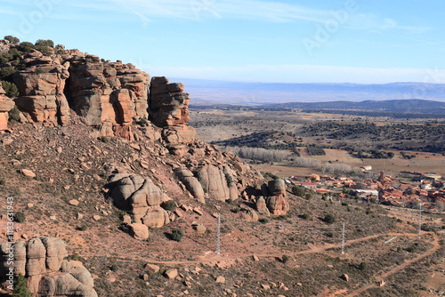 Views of Peracense town from the Castle of Peracense, Teruel photo