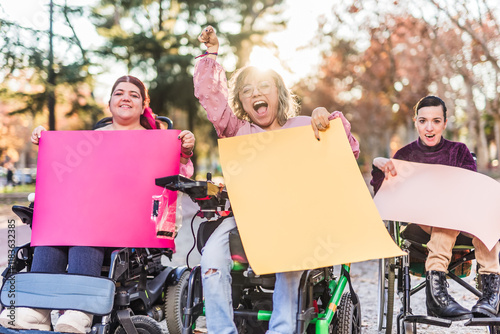 AccelerateAction Disabled women holding protest signs and claiming rights