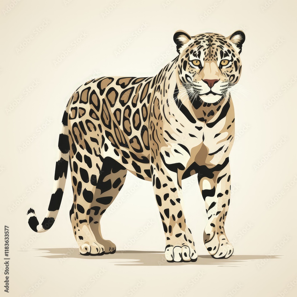 Obraz premium Jaguar in a Dark Palette, Flat Style Vector Illustration of a Majestic Animal