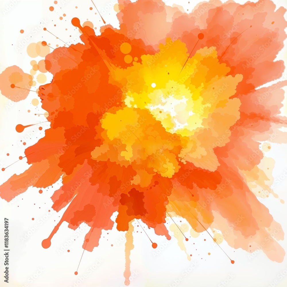 Fototapeta premium Vibrant Abstract orange Paint Splash isolated on white background