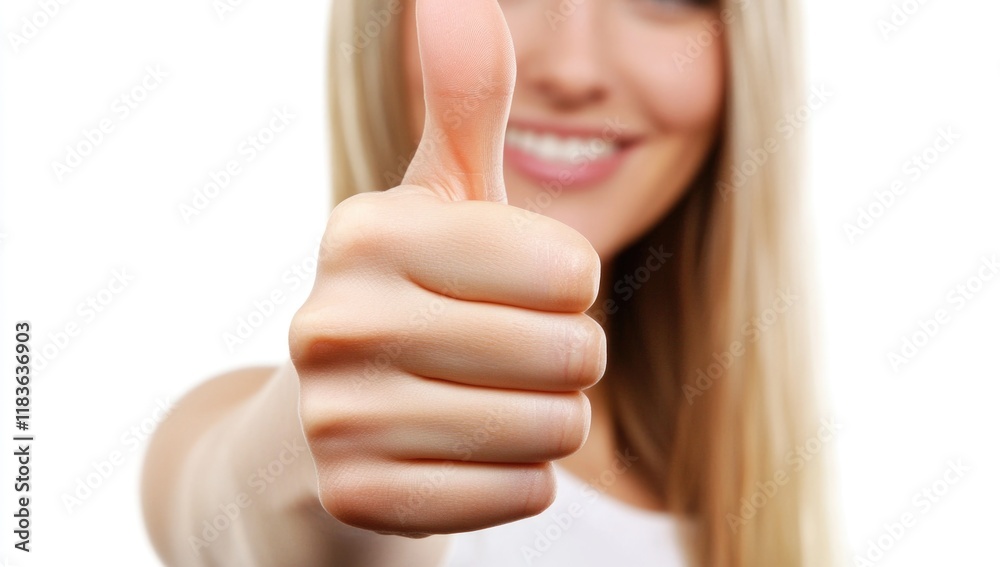 A woman expresses joy and confidence with a thumbs up gesture, her warm smile radiating positivity. The bright background enhances the uplifting mood, creating an inviting atmosphere. Generative AI A woman expresses joy and confidence with a thumbs up gesture, her warm smile radiating positivity. The bright background enhances the uplifting mood, creating an inviting atmosphere. Generative AI