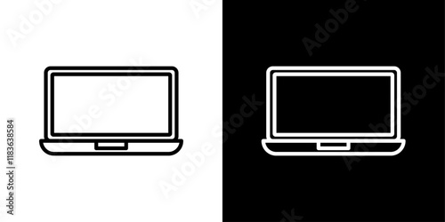 Laptop icon set in stroke style