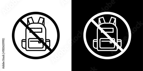 No backpacks allowed sign vector set in stroke style