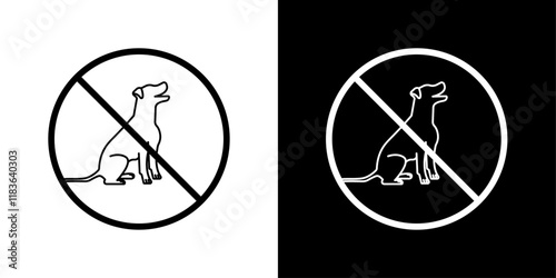 No dogs allowed sign vector set in stroke style