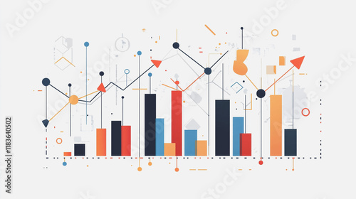 charts and graphs with statistics to innovative analyze business potential and forecast future development of companies growth.