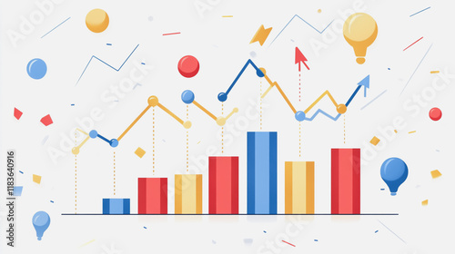 charts and graphs with statistics to innovative analyze business potential and forecast future development of companies growth.