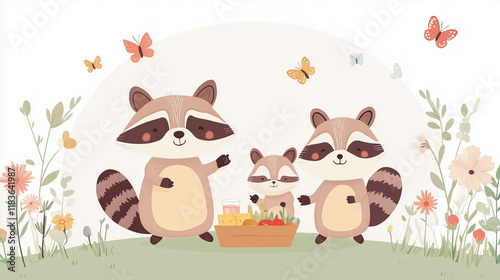 Happy Raccoon Family Picnic...
