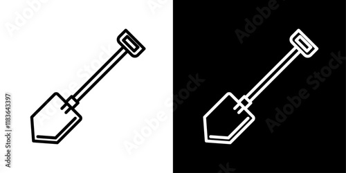 Shovel icon set in stroke style