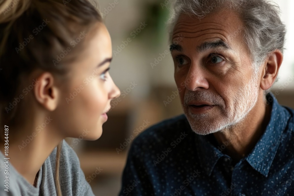 Intimate conversation between generations, showcasing emotional Intimate conversation between generations, showcasing emotional