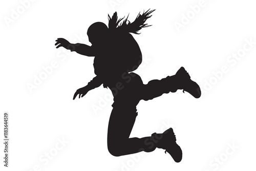 Sky diving silhouette vector illustration