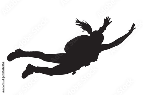 Sky diving silhouette vector illustration