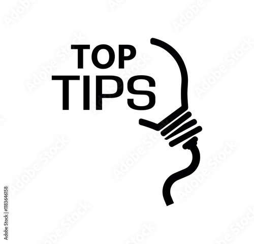 top tips sign on white background	