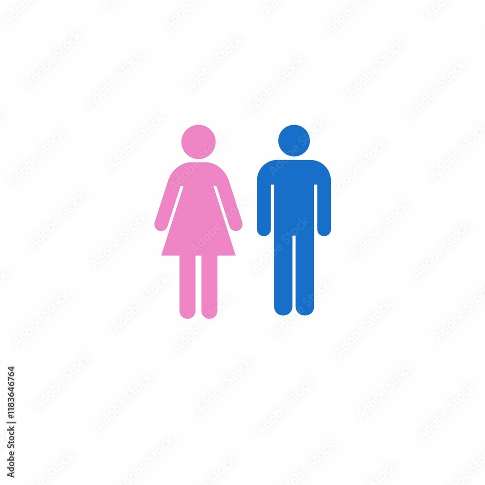 Illustration of blue male and pink female symbols Illustration of blue male and pink female symbols