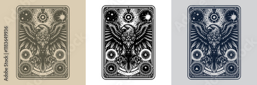timeless and artistic eagle playing card tattoo design