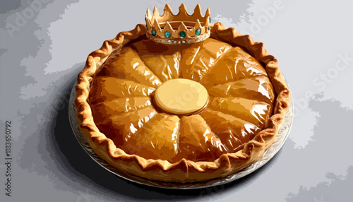 Galette des rois avec une vectors couronne dorée chic.svg