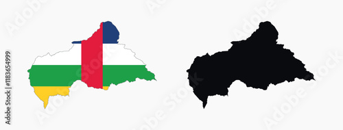 Central African Republic Map vector icon. Map of Central African Republic in Flag colors.