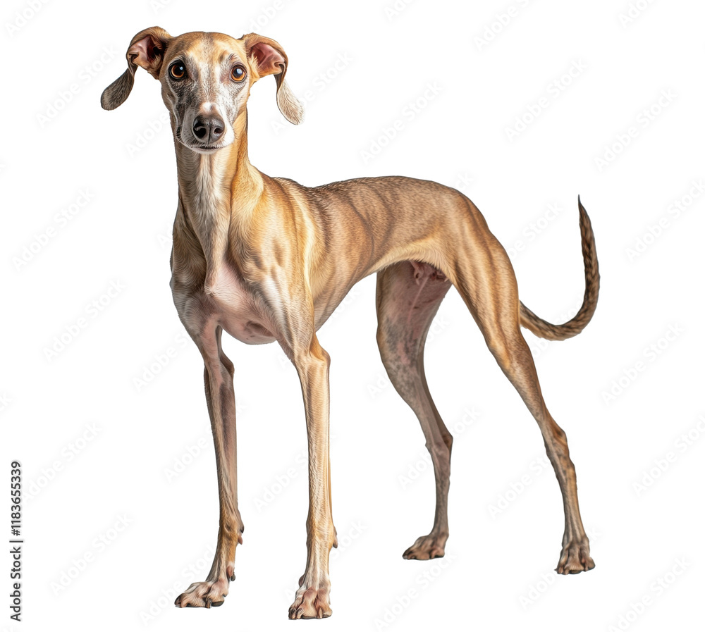 Graceful Greyhound standing on transparent background Graceful Greyhound standing on transparent background