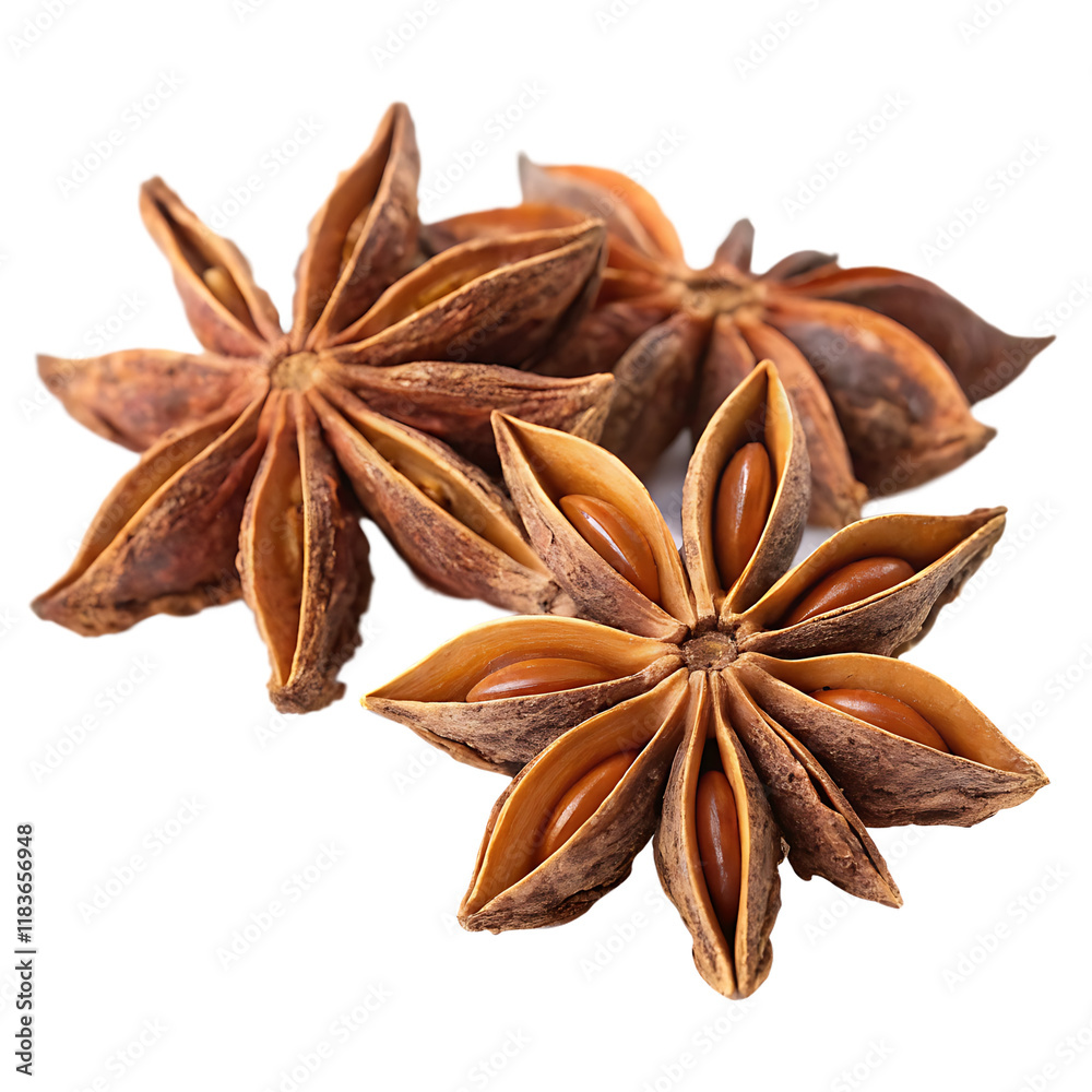 Star anise spice on a transparent background Star anise spice on a transparent background