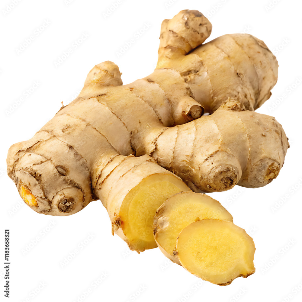 Fototapeta premium Whole ginger root on a transparent background