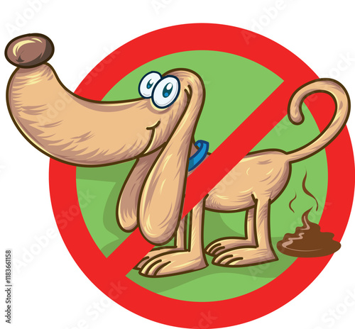 No dog poop sign character cartoon . vector illustration