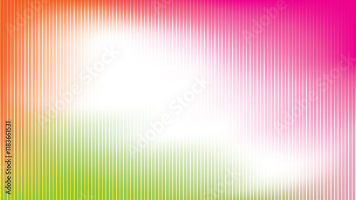 Abstract colorful gradient background with orange, green, pink and white color and straight lines pattern. Vector illustration.
