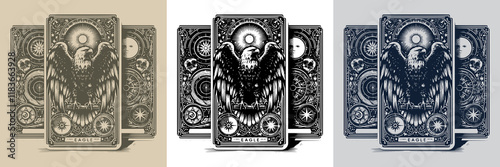 unique eagle playing card tattoo design