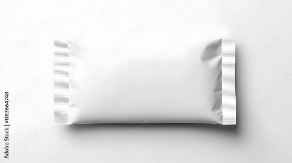 Top view bar snack white packaging mock up, isolated on white background.