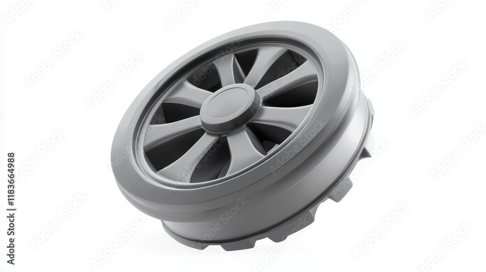 Fototapeta premium Gray circular wheel with multiple spokes, showcasing a modern design.