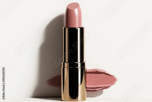 Close-up of red Lipstik makeup advertisement poster with colour background realistic vector
